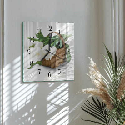 Orologio quadrato Cesto di tulipani