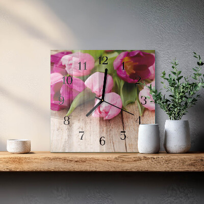 Orologio quadrato Tulipani