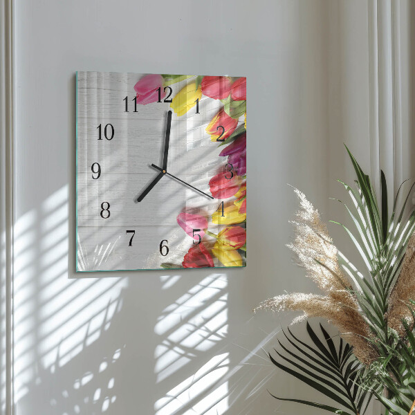Orologio quadrato Tulipani