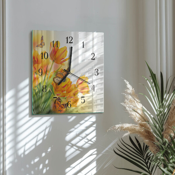 Orologio quadrato Tulipani