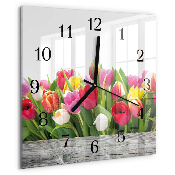 Orologio quadrato Tulipani
