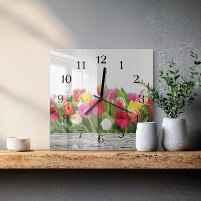 Orologio quadrato Tulipani