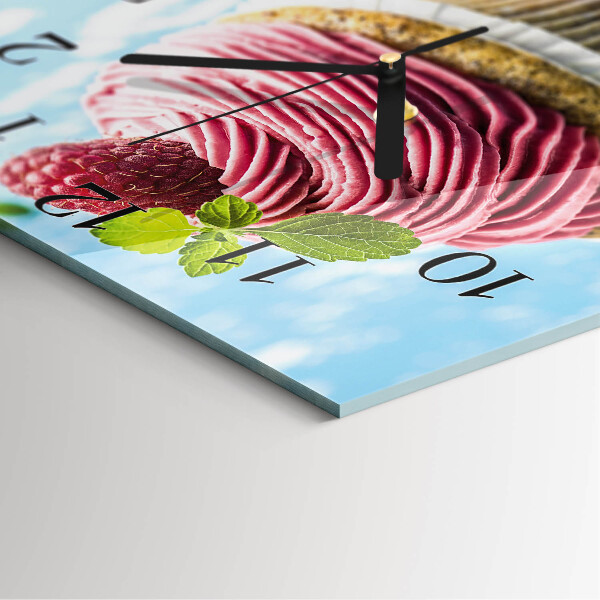 Orologio quadrato muffin ai lamponi