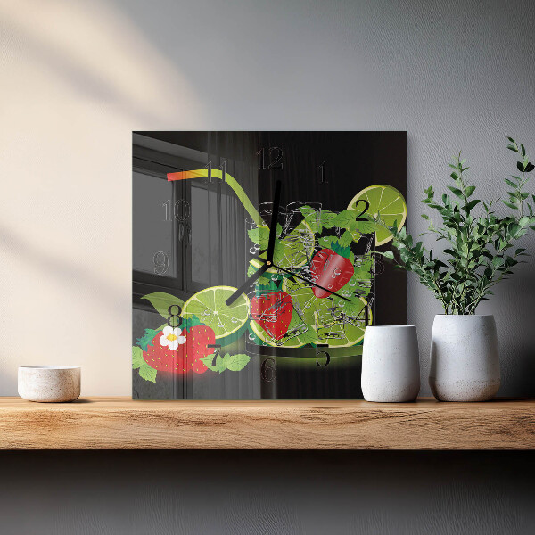 Orologio quadrato Fragola e lime