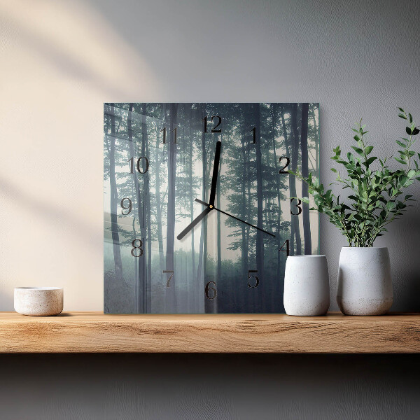 Orologio quadrato Foresta nebbiosa