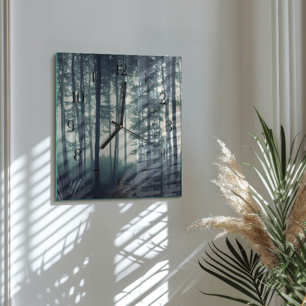 Orologio quadrato Foresta nebbiosa