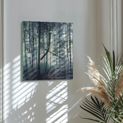 Orologio quadrato Foresta nebbiosa