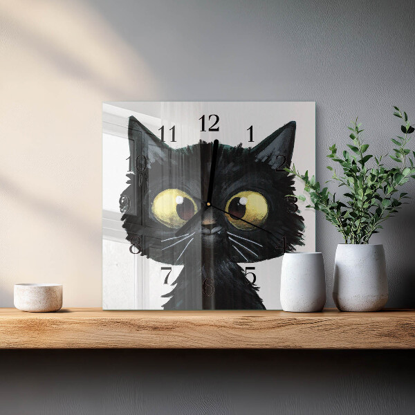 Orologio quadrato Gatto nero