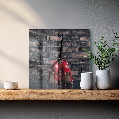 Orologio quadrato Scarpe col tacco rosse