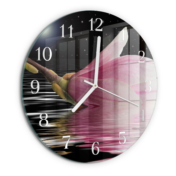Orologio rotondo Fiore di magnolia