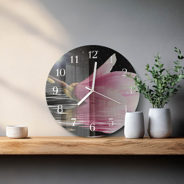 Orologio rotondo Fiore di magnolia