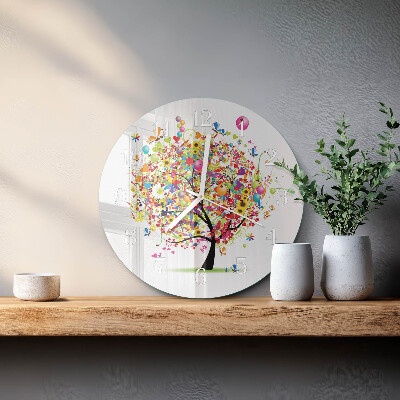 Orologio rotondo Albero colorato