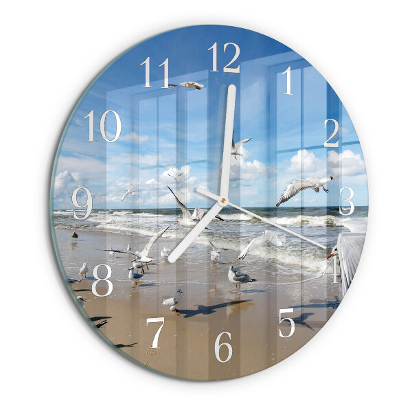 Orologio rotondo Gabbiani sulla spiaggia