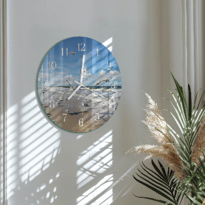 Orologio rotondo Gabbiani sulla spiaggia