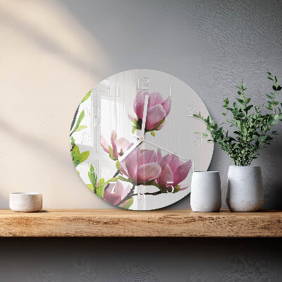 Orologio rotondo Fiore di magnolia