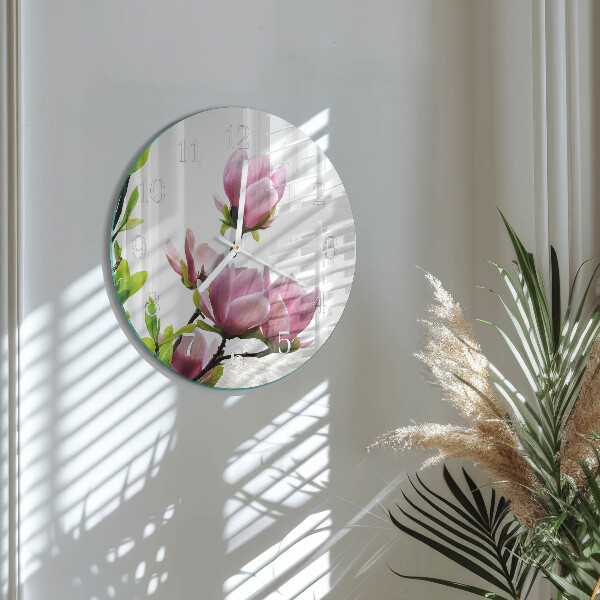 Orologio rotondo Fiore di magnolia
