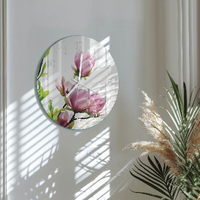 Orologio rotondo Fiore di magnolia