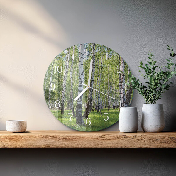 Orologio rotondo Foresta di betulle