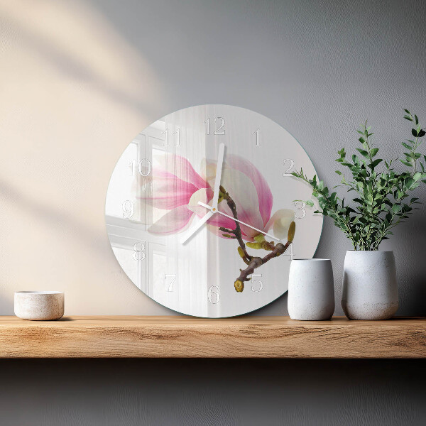 Orologio rotondo Fiore di magnolia