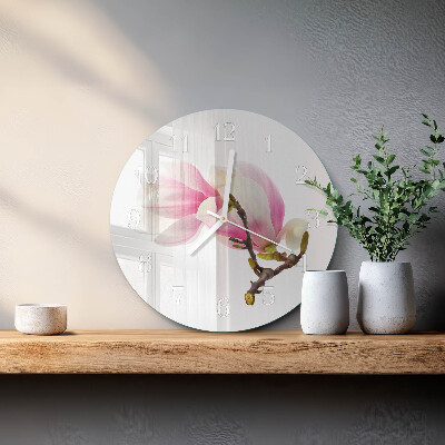 Orologio rotondo Fiore di magnolia