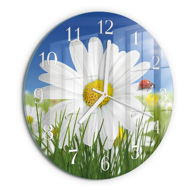 Orologio rotondo Fiore e coccinella