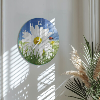 Orologio rotondo Fiore e coccinella