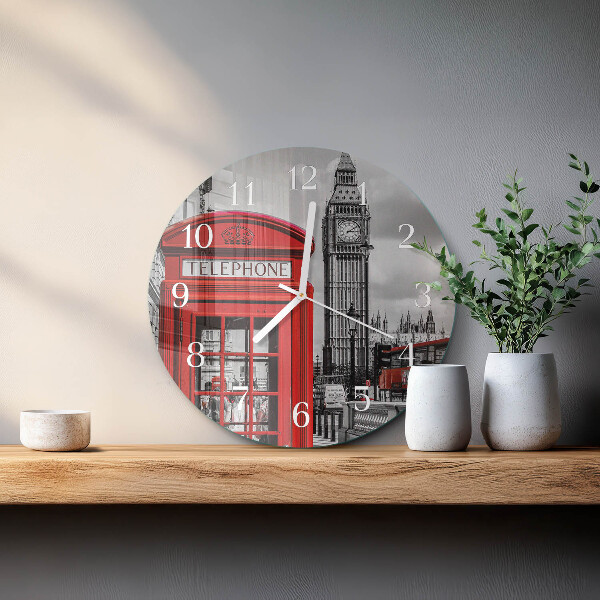 Orologio rotondo Cabina telefonica rossa