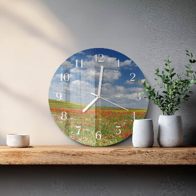 Orologio rotondo Campo di papaveri