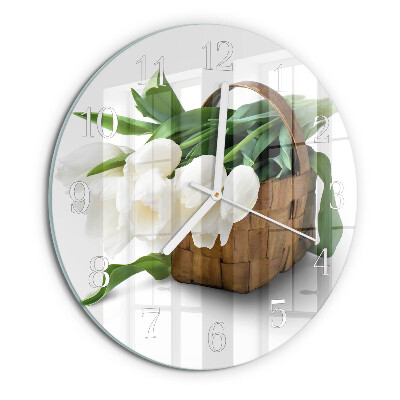 Orologio rotondo Cesto di tulipani