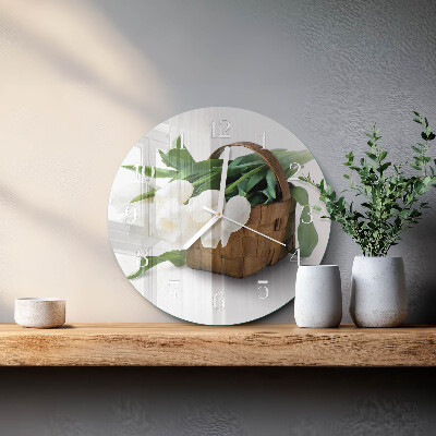 Orologio rotondo Cesto di tulipani