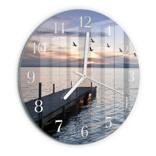 Orologio rotondo Uccelli in riva al lago