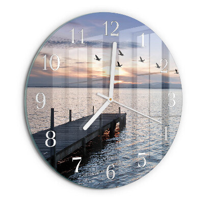 Orologio rotondo Uccelli in riva al lago