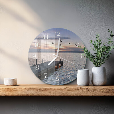 Orologio rotondo Uccelli in riva al lago