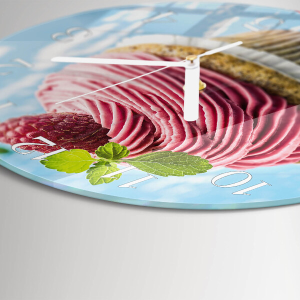 Orologio rotondo muffin ai lamponi