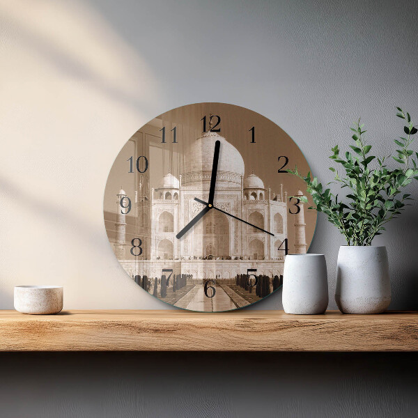 Orologio rotondo Taj Mahal Seppia