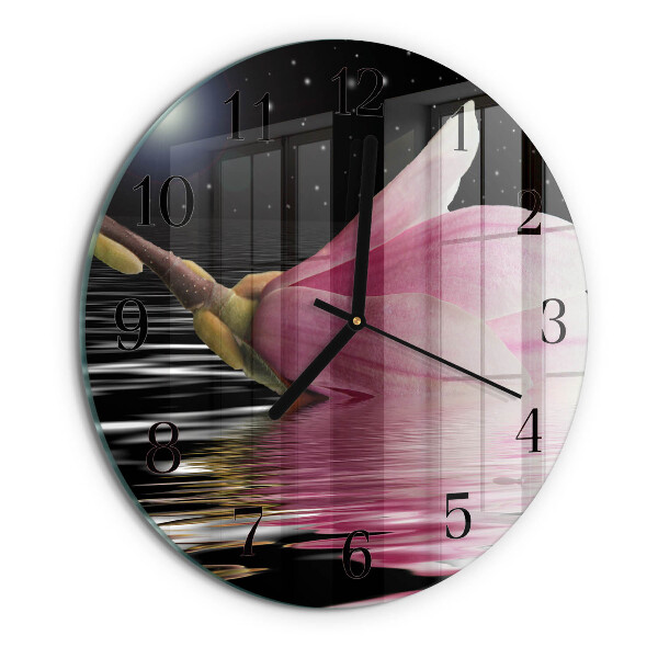 Orologio rotondo Fiore di magnolia
