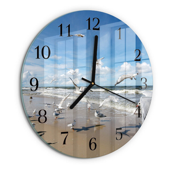 Orologio rotondo Gabbiani sulla spiaggia