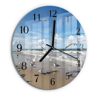 Orologio rotondo Gabbiani sulla spiaggia