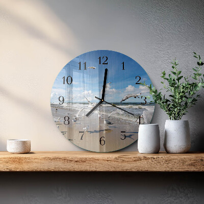 Orologio rotondo Gabbiani sulla spiaggia