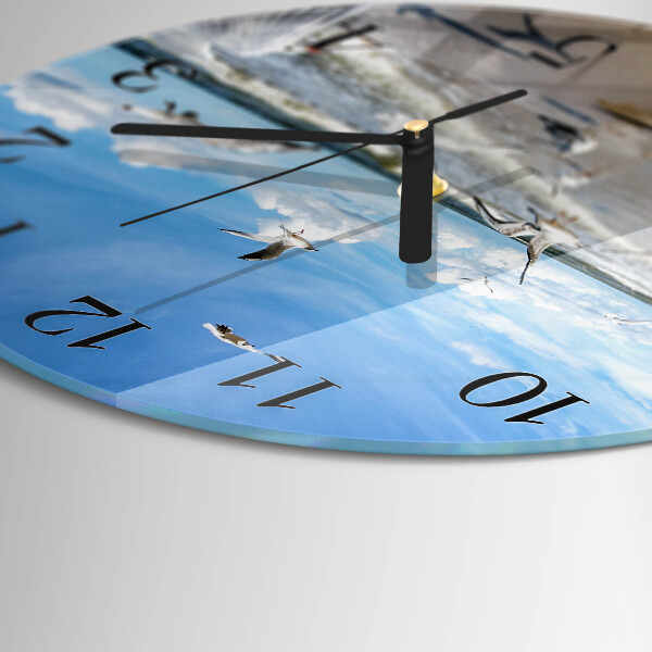 Orologio rotondo Gabbiani sulla spiaggia