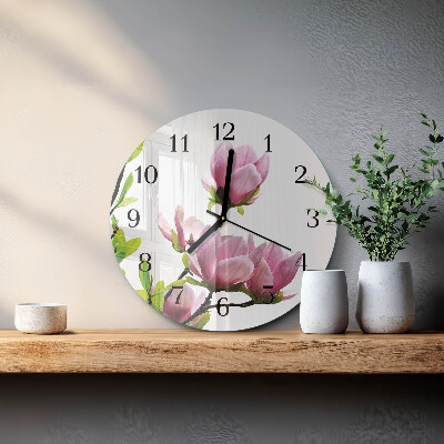 Orologio rotondo Fiore di magnolia