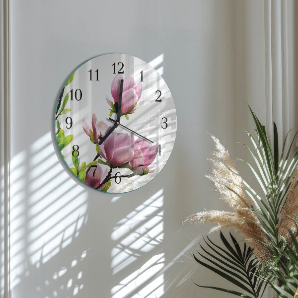 Orologio rotondo Fiore di magnolia