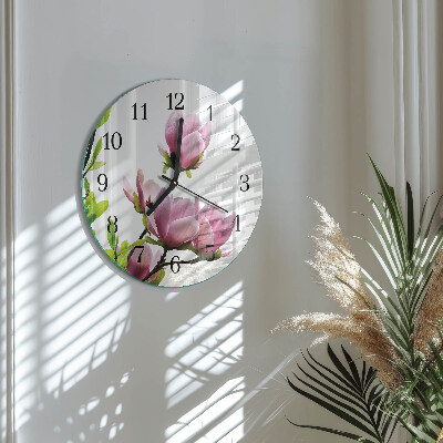 Orologio rotondo Fiore di magnolia