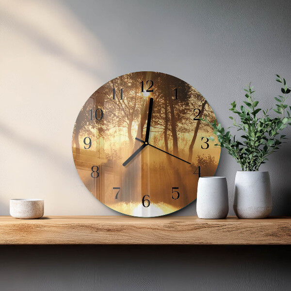 Orologio rotondo Alberi Nebbia