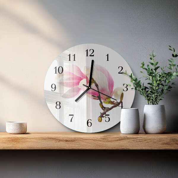 Orologio rotondo Fiore di magnolia