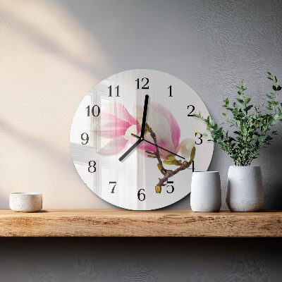 Orologio rotondo Fiore di magnolia