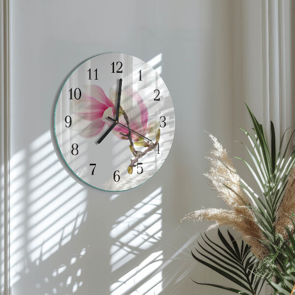 Orologio rotondo Fiore di magnolia