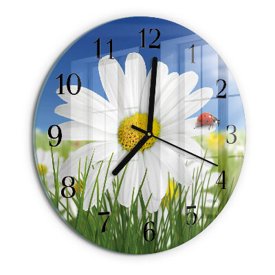 Orologio rotondo Fiore e coccinella