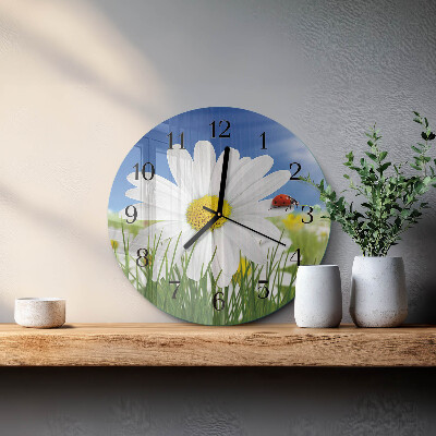 Orologio rotondo Fiore e coccinella