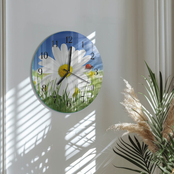 Orologio rotondo Fiore e coccinella